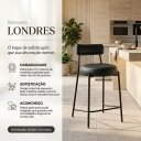 Ver imagem 3 de Banqueta Cozinha Média com Encosto Industrial Preto Londres PU Preto D03 - D'Rossi