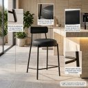 Ver imagem 5 de Banqueta Cozinha Média com Encosto Industrial Preto Londres PU Preto D03 - D'Rossi
