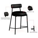 Ver imagem 3 de Banqueta Cozinha Média com Encosto Industrial Preto Londres Pu Preto D03 - D'rossi