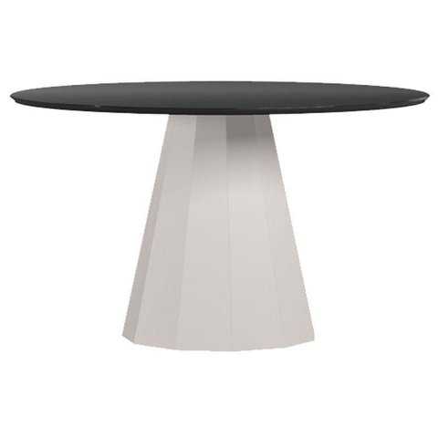 Mesa de Jantar 135x135 Cm Isis com Vidro Off White Preto – New Ceval