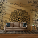 Ver imagem 1 de Papel de Parede Mandala Flores Colorido Amarelo Aquarela 1m²