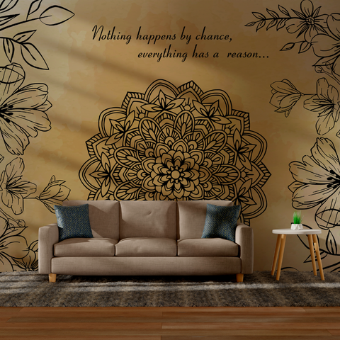 Papel de Parede Mandala Flores Colorido Amarelo Aquarela 1m²