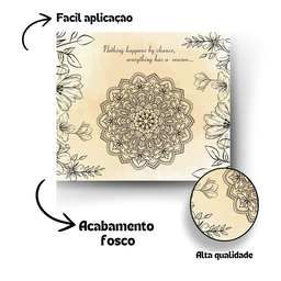 Papel de Parede Mandala Flores Colorido Amarelo Aquarela 1m² - 2