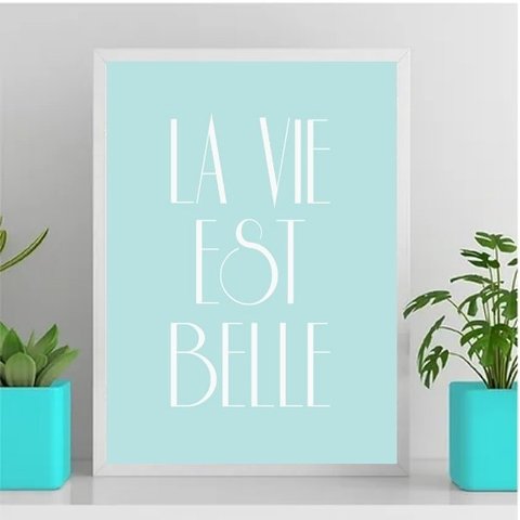 Quadro La Vie Est Belle 24x18cm - com vidro:Madeira preta