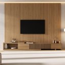 Ver imagem 1 de Rack Extensível Ripado com Painel TV 86 Polegadas Planejado 280x250cm Aruá CabeCasa MadeiraOriginals Marrom