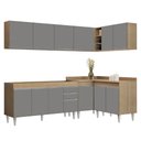 Ver imagem 1 de Armário de Cozinha Modulado de Canto 6 Peças Cp31 Balcão sem Tampo Castanho/cinza - Lumil Lumil Móve