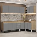 Ver imagem 2 de Armário de Cozinha Modulado de Canto 6 Peças Cp31 Balcão sem Tampo Castanho/cinza - Lumil Lumil Móve