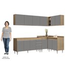 Ver imagem 5 de Armário de Cozinha Modulado de Canto 6 Peças Cp31 Balcão sem Tampo Castanho/cinza - Lumil Lumil Móve