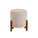 Ver imagem 2 de Puff Catânia 3 Pés Veludo Bege Base em Madeira Maciça