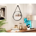 Ver imagem 1 de Espelho Casa Decoração 40cm Adnet Couro Cor Preto - Comprar Moveis em Casa