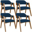 Ver imagem 1 de Kit 04 Cadeiras para Sala de Jantar e Estar Living Estofada Suran L02 Suede Azul Marinho - Lyam Lyam