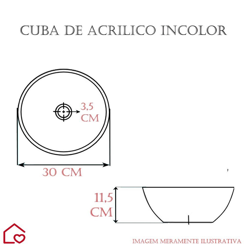 Cuba Apoio Banheiro Redonda 30x30 Acrílico - 6