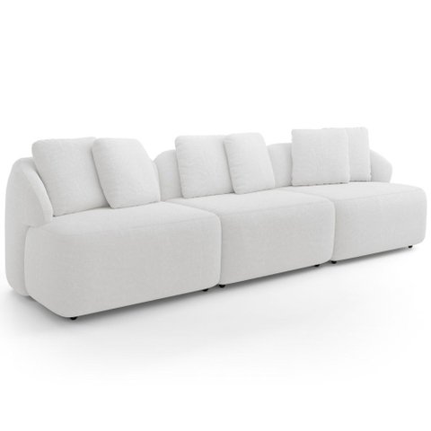 Sofá 3 Lugares para Sala de Estar Living 234cm Arlo F04 Bouclê Off White - Lyam Decor