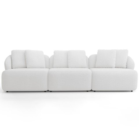 Sofá 3 Lugares para Sala de Estar Living 234cm Arlo F04 Bouclê Off White - Lyam Decor