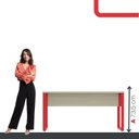 Ver imagem 5 de Escrivaninha Mesa Escritório X 150cm Industrial Castanheira e Vermelho Cinza