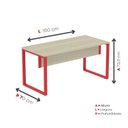 Ver imagem 4 de Escrivaninha Mesa Escritório X 150cm Industrial Castanheira e Vermelho Cinza