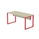 Ver imagem 6 de Escrivaninha Mesa Escritório X 150cm Industrial Castanheira e Vermelho Cinza