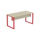 Ver imagem 3 de Escrivaninha Mesa Escritório X 150cm Industrial Castanheira e Vermelho Cinza