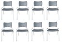 Ver imagem 2 de Kit com 8 Cadeiras Iso para Escola Escritório Comércio Cinza Base Branca Ecomhome