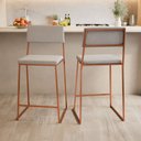 Ver imagem 1 de Kit 3 Banquetas Alta Balcão Estofada com Encosto Rose Gold Linho Dubai