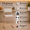 Ver imagem 3 de Kit 3 Banquetas Alta Balcão Estofada com Encosto Rose Gold Linho Dubai