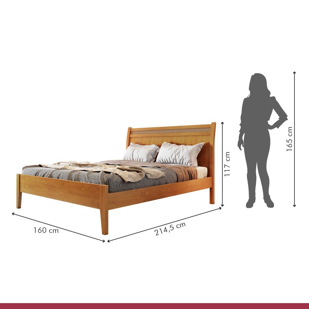 Cama Casal Queen Esmeralda Ratam 160cm Amêndoa Mel Josandro:amêndoa Mel - 3