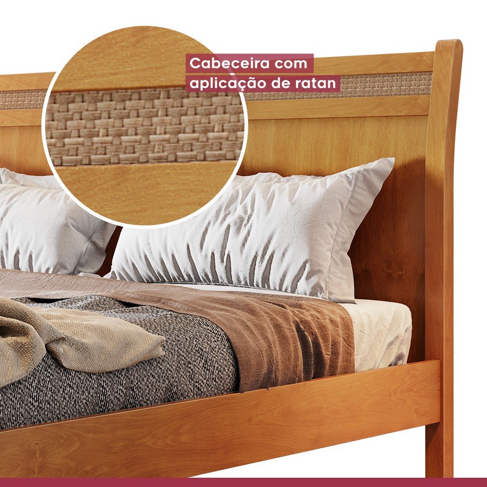 Cama Casal Queen Esmeralda Ratam 160cm Amêndoa Mel Josandro:amêndoa Mel - 7