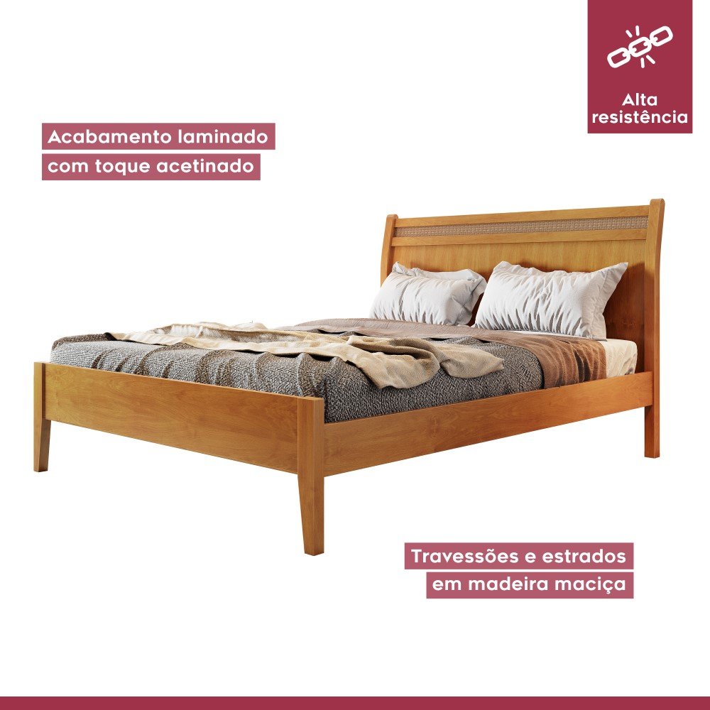 Cama Casal Queen Esmeralda Ratam 160cm Amêndoa Mel Josandro:amêndoa Mel - 5