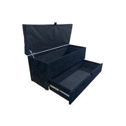 RECAMIER PUFF BAÚ SAPATEIRA E GAVETA 90 CM PARA CAMA DE SOLTEIRO - PRETO - 1