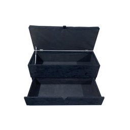RECAMIER PUFF BAÚ SAPATEIRA E GAVETA 90 CM PARA CAMA DE SOLTEIRO - PRETO - 2