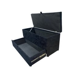 RECAMIER PUFF BAÚ SAPATEIRA E GAVETA 90 CM PARA CAMA DE SOLTEIRO - PRETO - 3