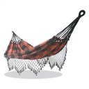 Ver imagem 1 de Rede de Descanso Dormir Resistente Grande Confortável Lazer Titulos Rede Preto com Laranja