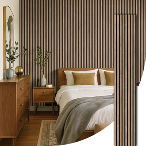 Painel Ripado Acústico Madeira Natural Ikara - 270x32cm