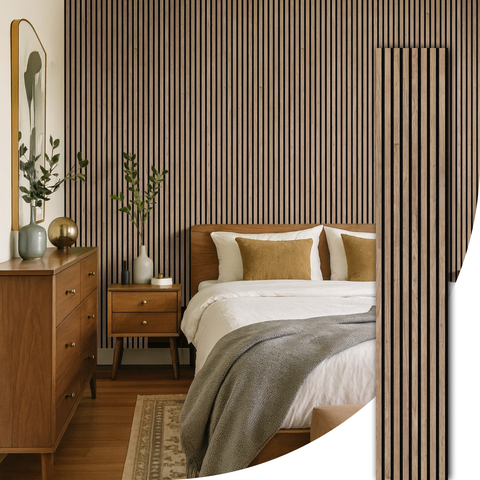 Painel Ripado Acústico Madeira Natural Ikara - 270x32cm