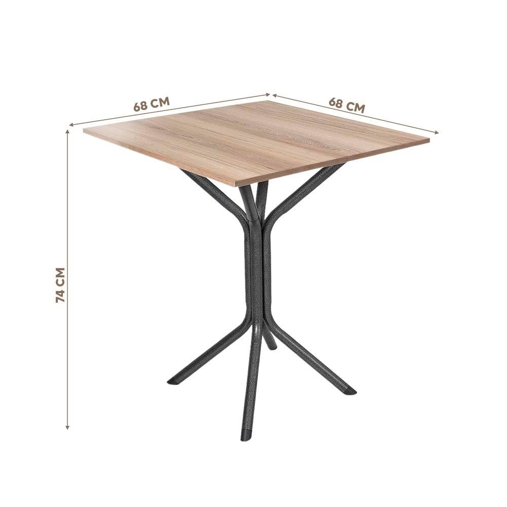 Mesa de Jantar Quadrada Aço 4 Lugares 68cm Preto Carvalho Ciplafe - 4