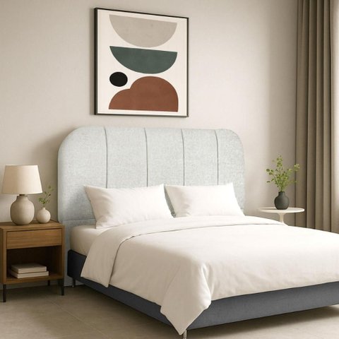 Cabeceira Cama Box Casal 140 Cm Estofada Revestida em Bouclé Elegante