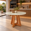 Ver imagem 1 de Mesa de Jantar 4 Lugares Redonda Moderna Pés Madeira Premium