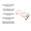 Ver imagem 3 de Comedouro Duplo Inclinado Elevado para Gatos em Mdf e Porcelana - Branco