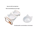 Ver imagem 4 de Comedouro Duplo Inclinado Elevado para Gatos em Mdf e Porcelana - Branco