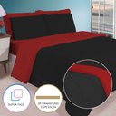 Ver imagem 2 de Edredom Casal Queen 6 Peças Leve para Verão Função Cobre Leito Preto e Vermelho Casa Dona