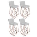 Ver imagem 1 de Kit 04 Banqueta Alta Com Encosto Loki Cozinha Bar Balcão Bistrô Ferro Bronze Corino Branco -