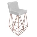 Ver imagem 2 de Kit 04 Banqueta Alta Com Encosto Loki Cozinha Bar Balcão Bistrô Ferro Bronze Corino Branco -