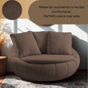Ver imagem 4 de Poltrona Giratória Madeira Escritório Sala Quarto Almofadas Luxo Reforçada Premiun Salao Marrom