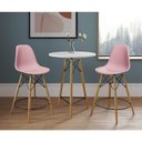Ver imagem 1 de Conjunto Bistrô Eames Eiffel Mesa Branca Com 2 Banquetas Rosas De Madeira - Cor: Branco