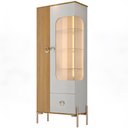 Ver imagem 6 de Cristaleira para Sala de Jantar 2 Portas 1 Gaveta Industrial com LED Polsen B02 Off White Naturalle
