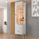 Ver imagem 3 de Cristaleira para Sala de Jantar 2 Portas 1 Gaveta Industrial com LED Polsen B02 Off White Naturalle