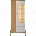 Ver imagem 2 de Cristaleira para Sala de Jantar 2 Portas 1 Gaveta Industrial com LED Polsen B02 Off White Naturalle