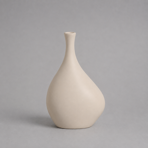 Garrafa Cristal Pequena Vaso Decorativo de Cerâmica para Sala e Mesa Off White