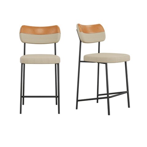 Kit 02 Banquetas Media Melissa Bar Cozinha Bege/caramelo