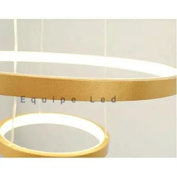 Lustre Pendente Moderno Anéis Led 4 Arco Pe Direito Duplo - 5